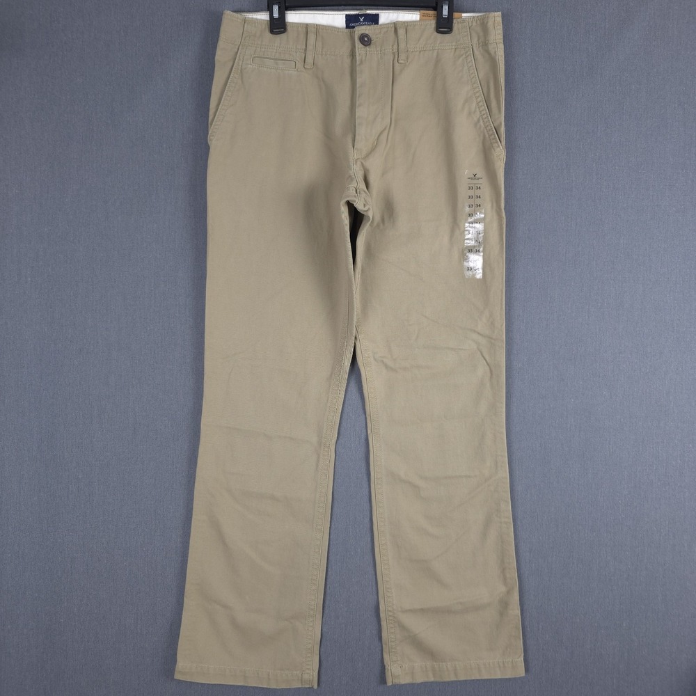 American Eagle Chino Pants Mens 33x34 (Fits 35x33) Khaki Orignial Boot
